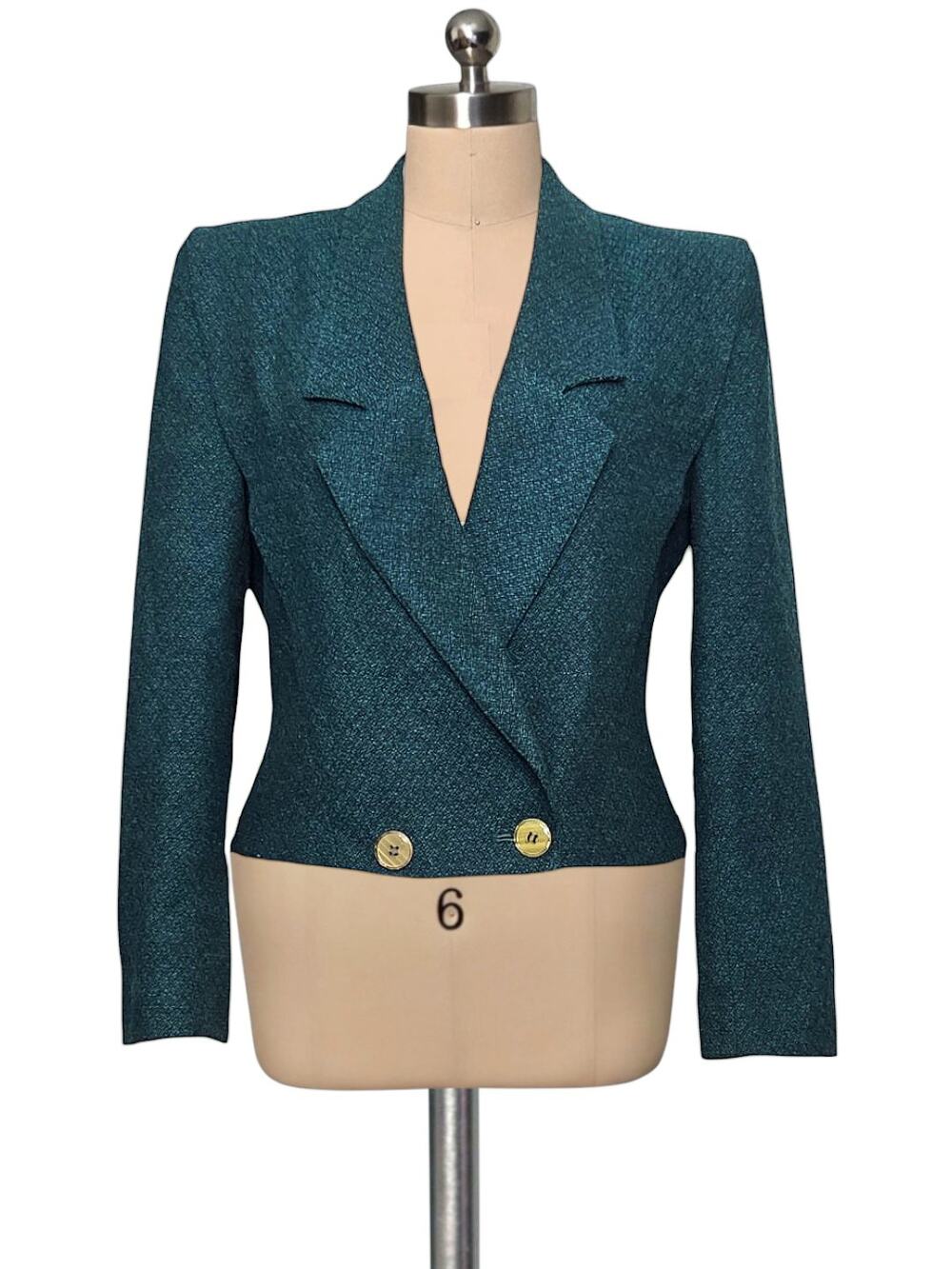 Vintage 80's 90's Winlit Teal Bouclé Blazer Jacket 11/12